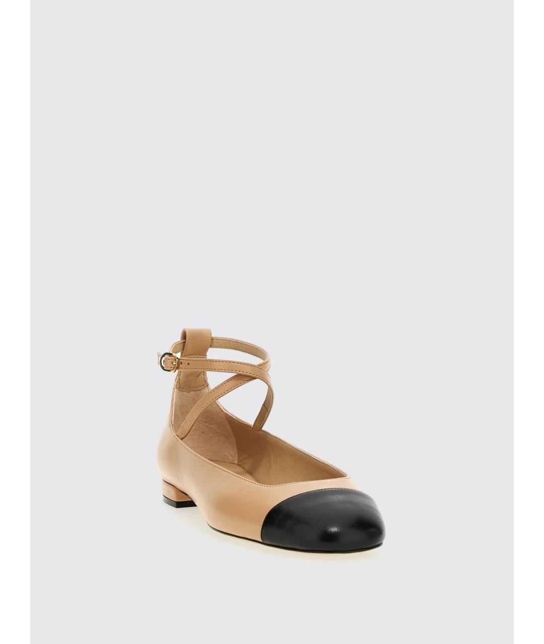 STUART WEITZMAN Бежевые кожаные балетки, фото 2