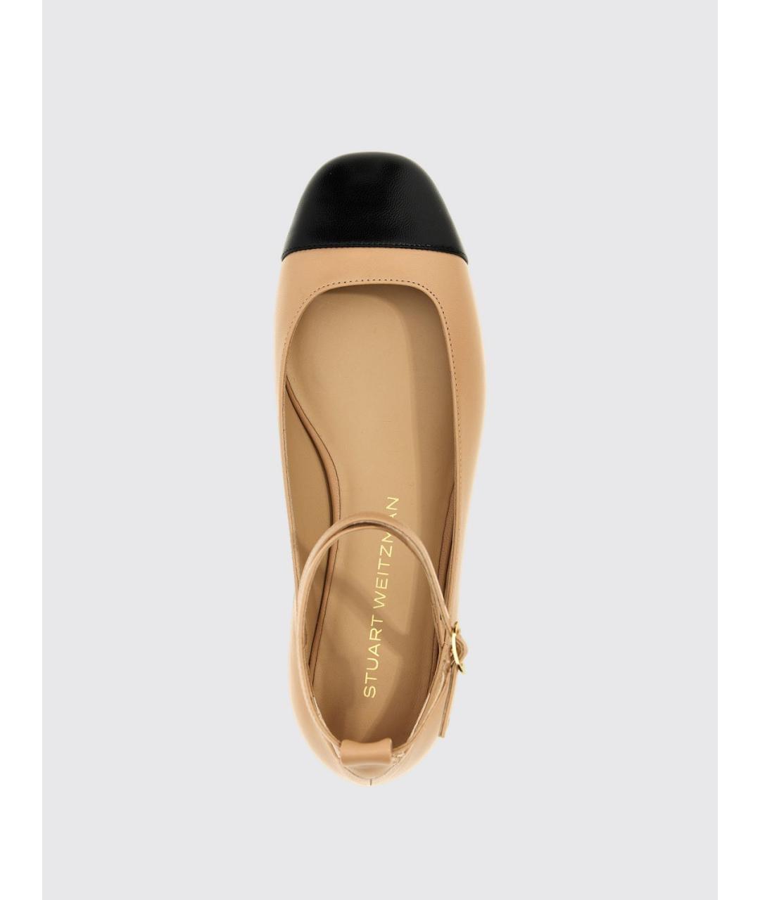 STUART WEITZMAN Бежевые кожаные балетки, фото 4