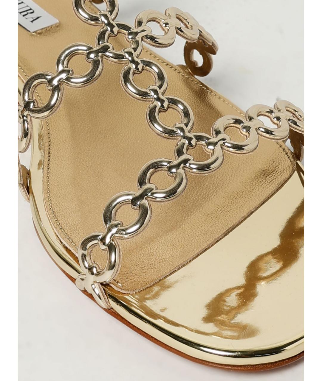 AQUAZZURA Золотые сандалии, фото 4