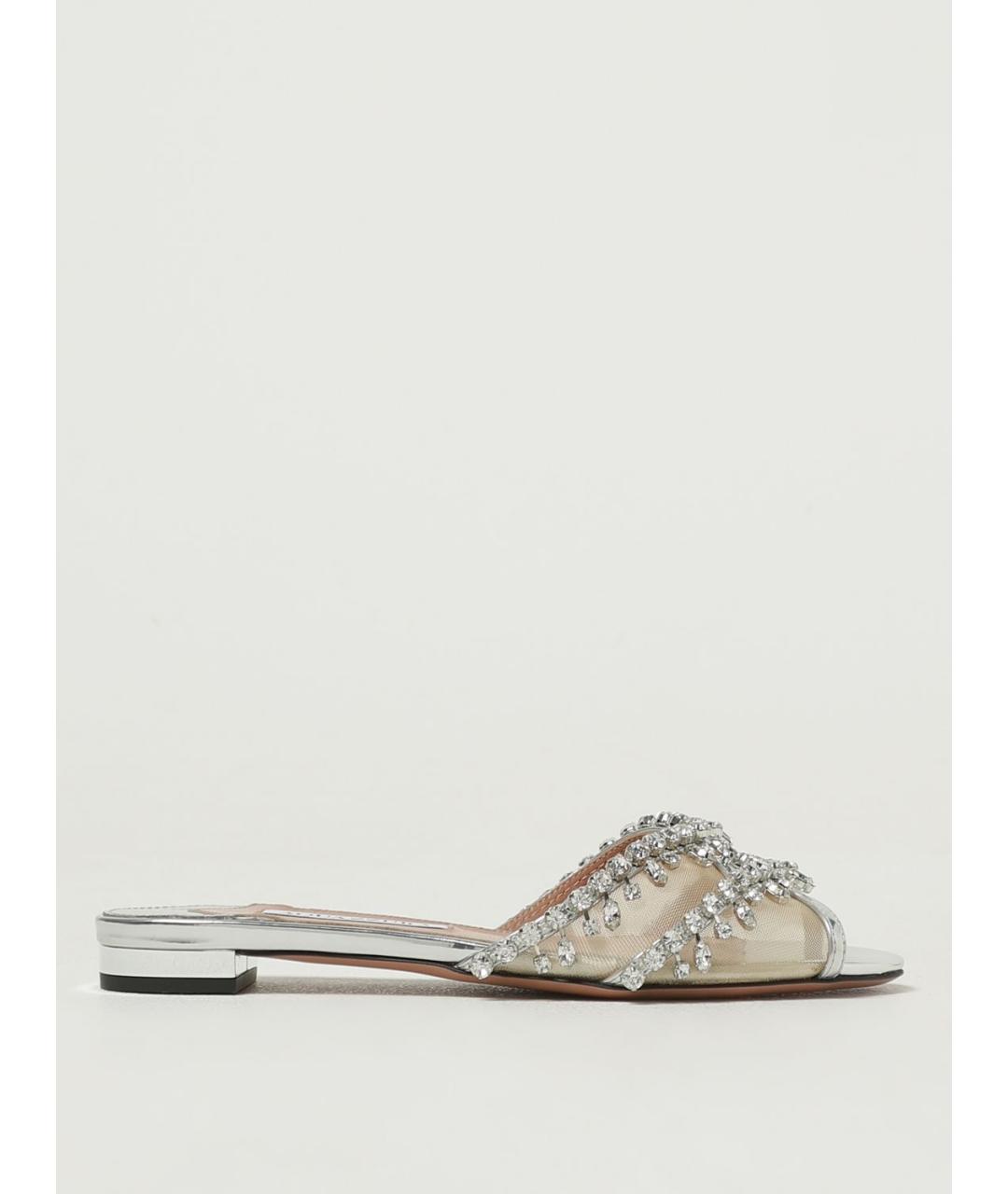 AQUAZZURA Серебряные шлепанцы, фото 3