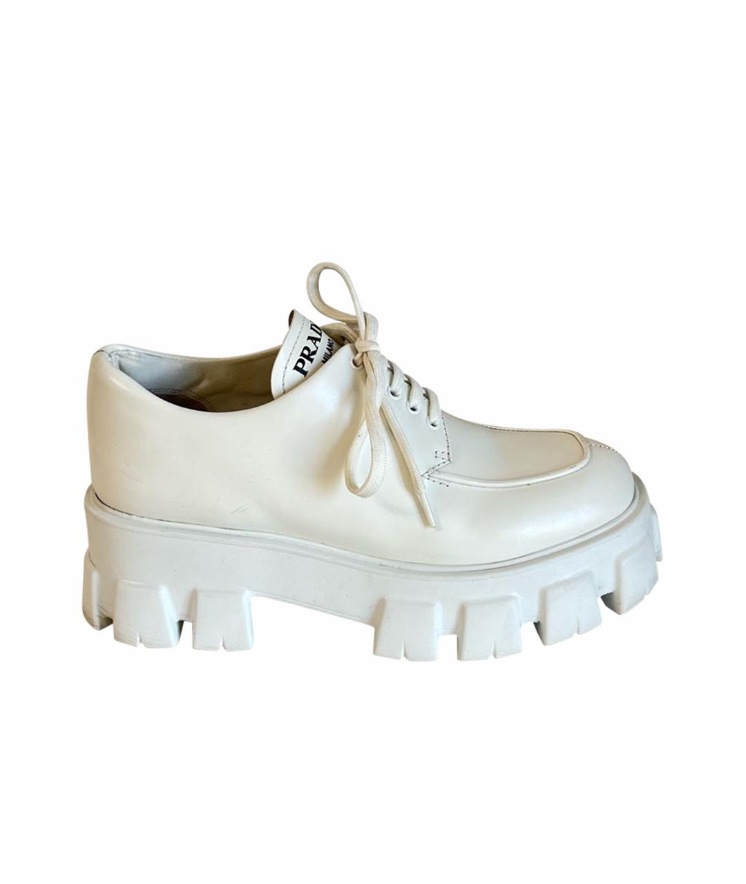 PRADA Белые кожаные брогги и оксфорды, фото 1