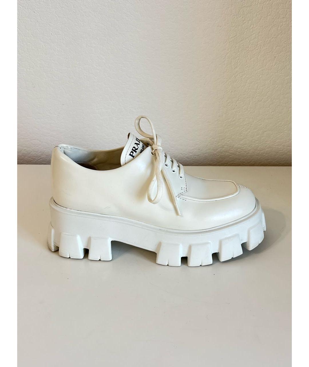 PRADA Белые кожаные брогги и оксфорды, фото 9