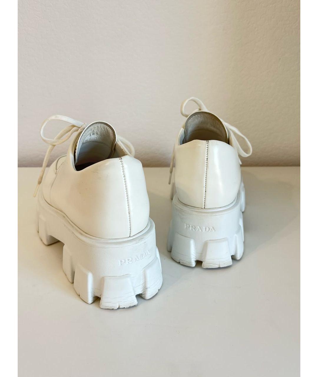 PRADA Белые кожаные брогги и оксфорды, фото 4