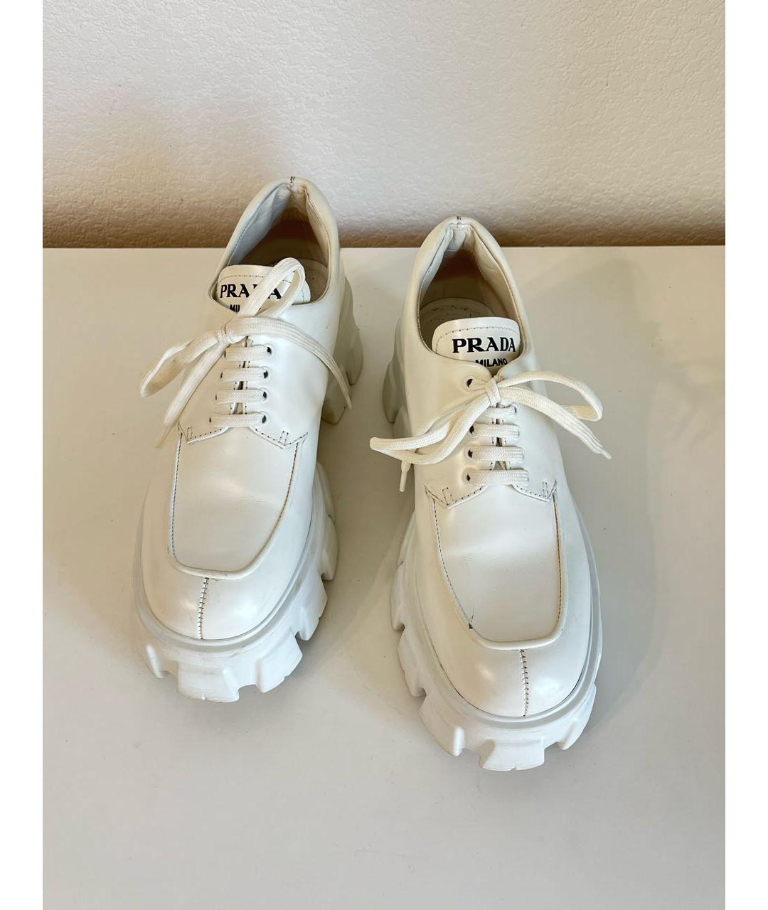 PRADA Белые кожаные брогги и оксфорды, фото 2