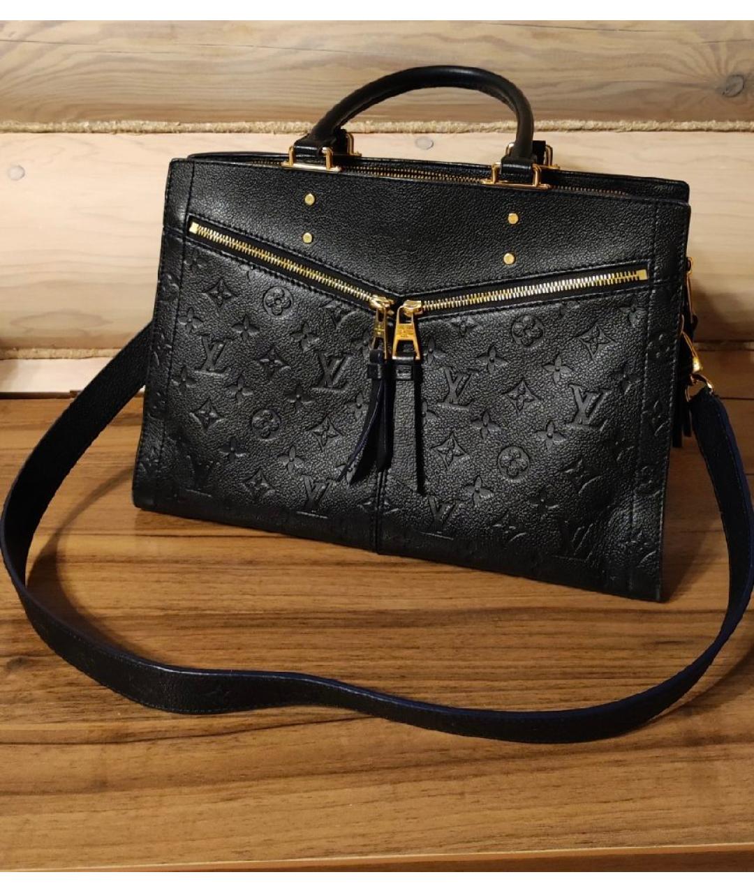 LOUIS VUITTON Темно-синяя кожаная сумка тоут, фото 3