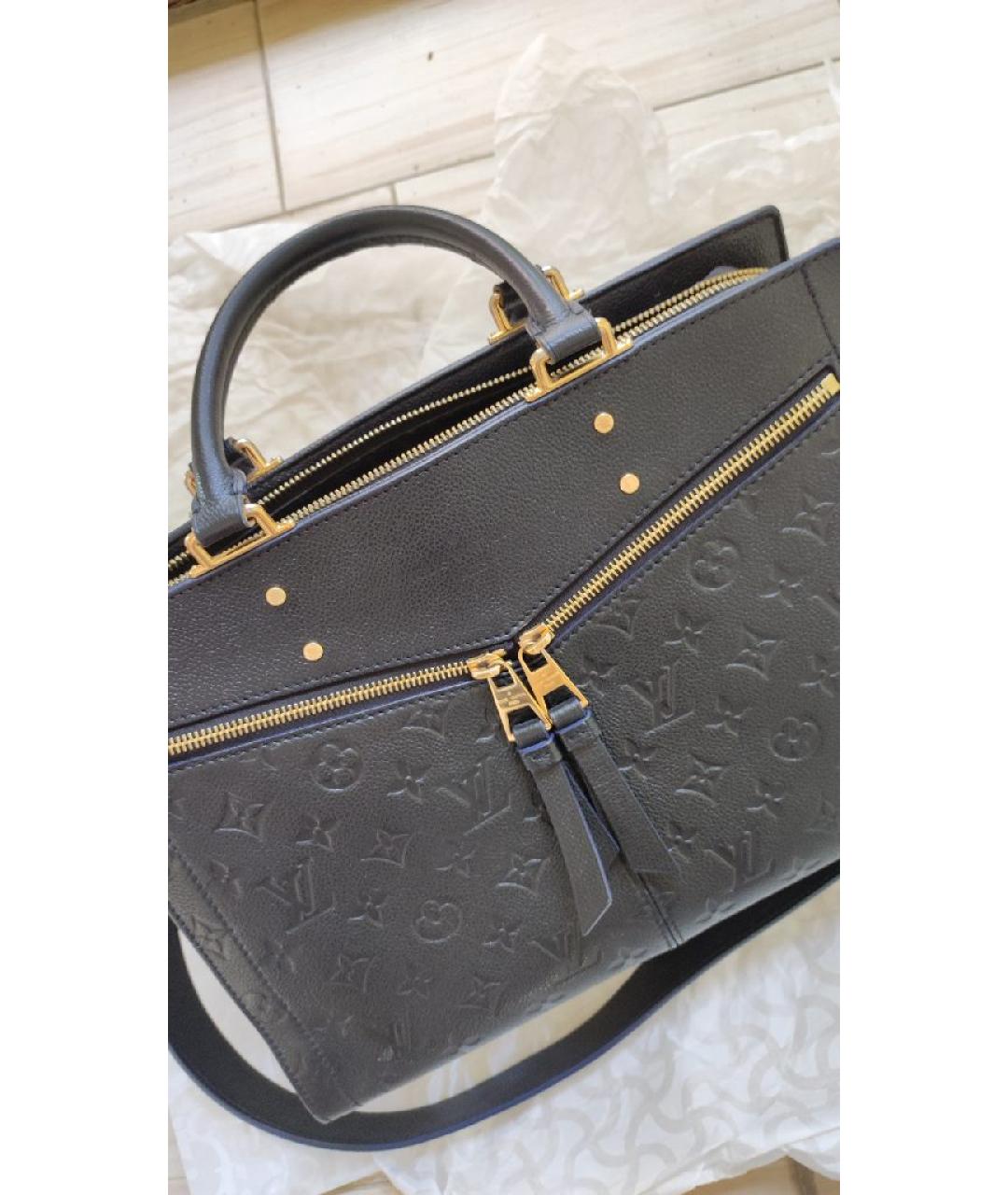 LOUIS VUITTON Темно-синяя кожаная сумка тоут, фото 5