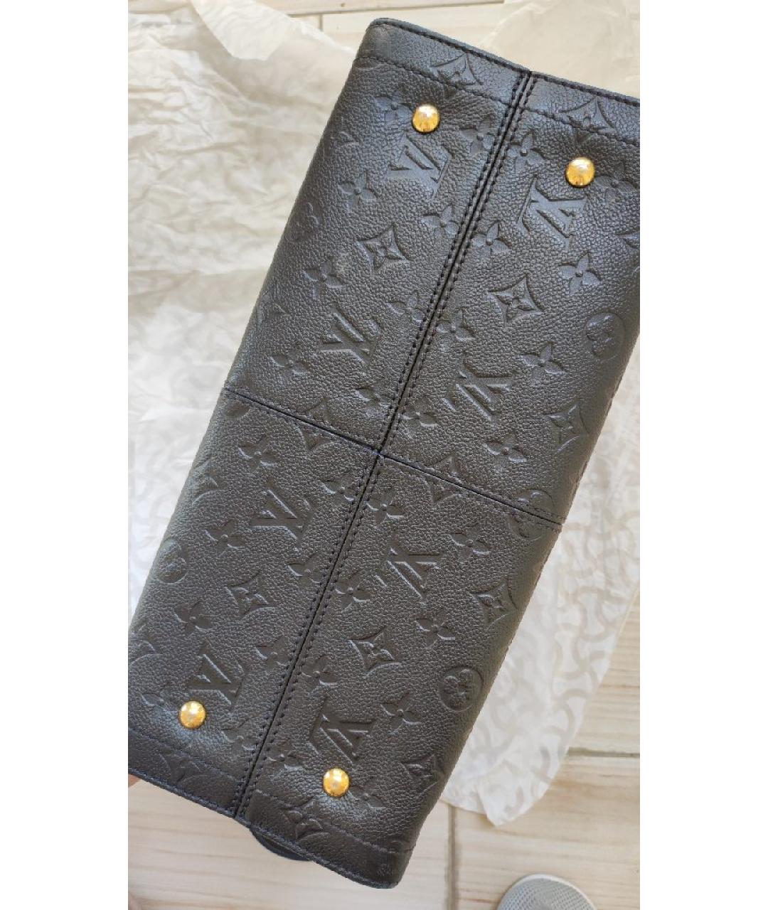 LOUIS VUITTON Темно-синяя кожаная сумка тоут, фото 4