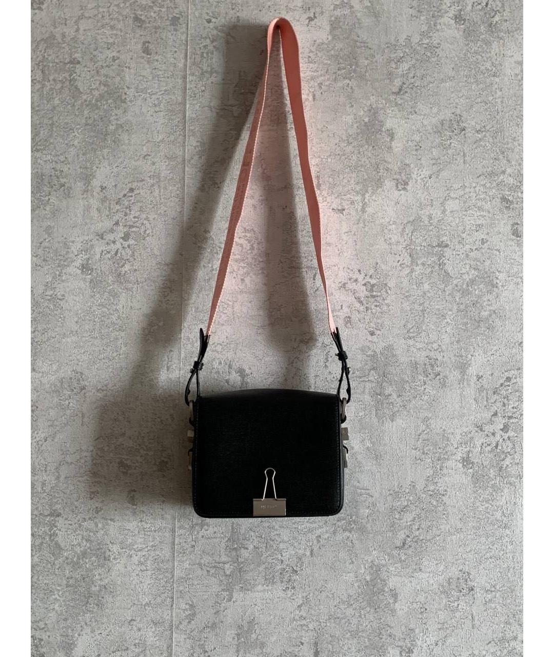OFF-WHITE Черная кожаная сумка через плечо, фото 7
