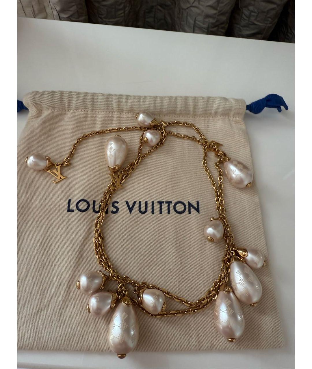 LOUIS VUITTON Бежевое металлическое колье, фото 3