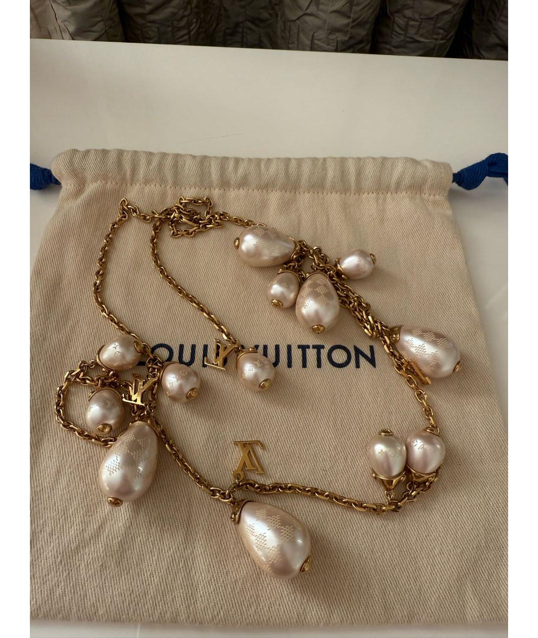 LOUIS VUITTON Бежевое металлическое колье, фото 6