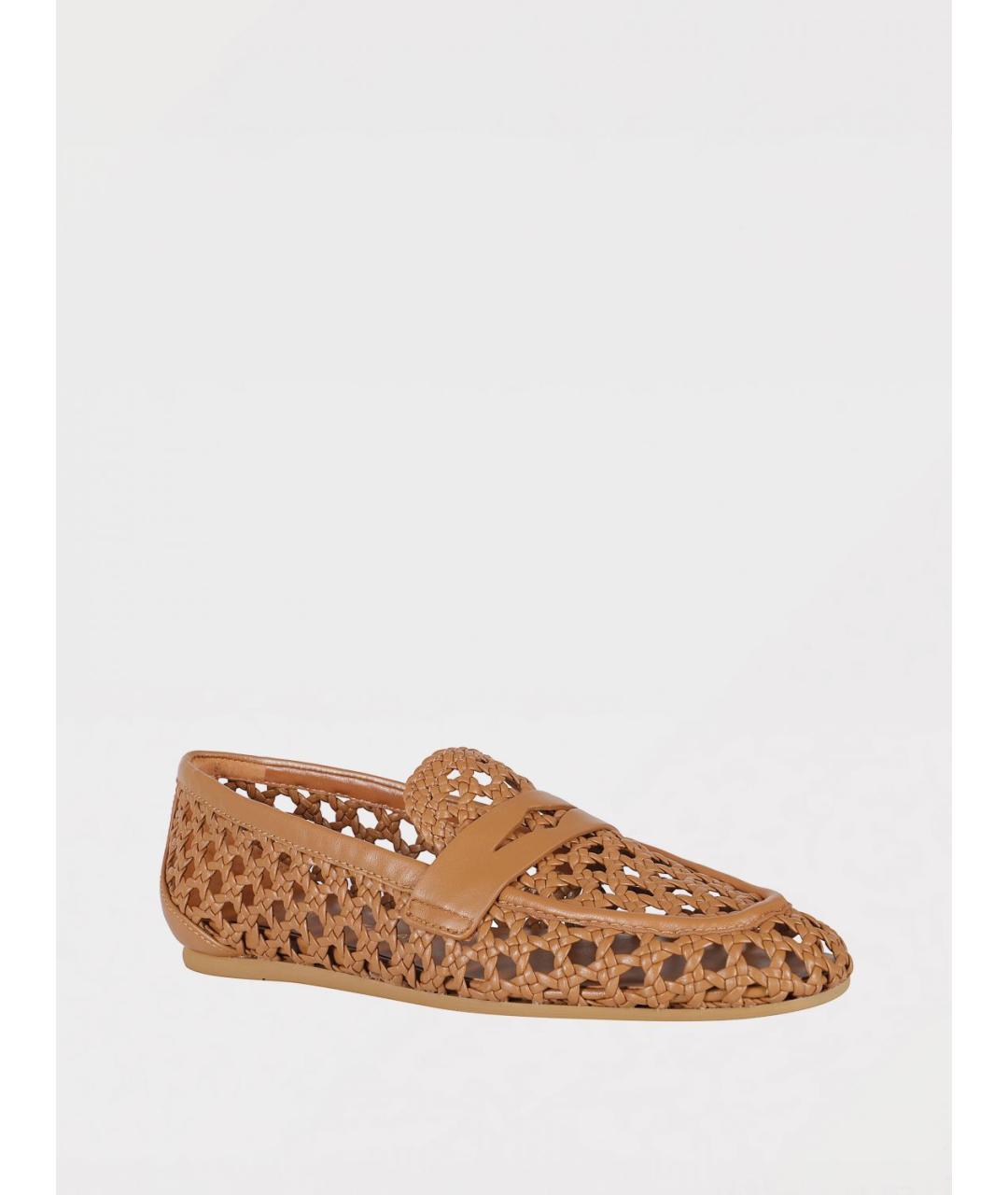STUART WEITZMAN Бежевые кожаные лоферы, фото 2