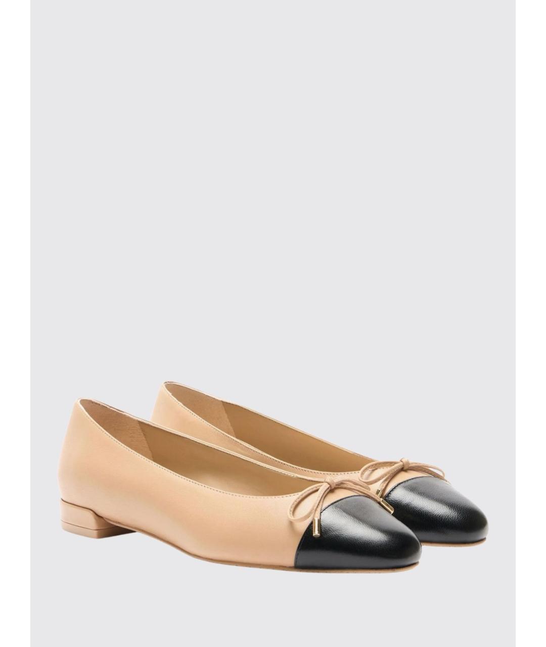 STUART WEITZMAN Бежевые кожаные балетки, фото 2