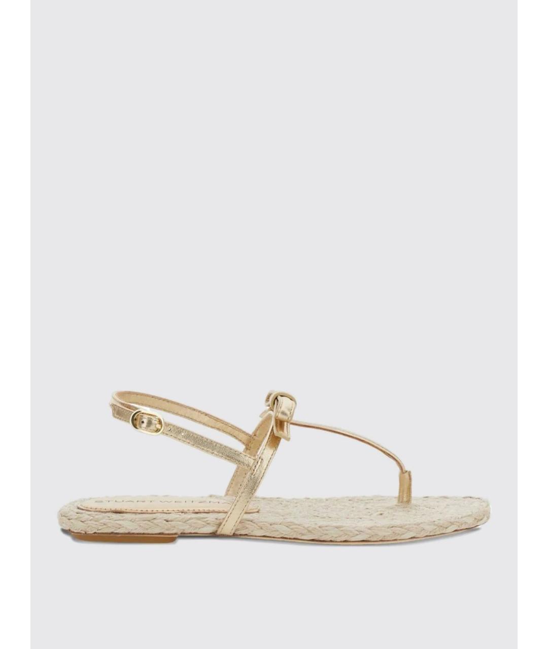 STUART WEITZMAN Золотые кожаные сандалии, фото 5