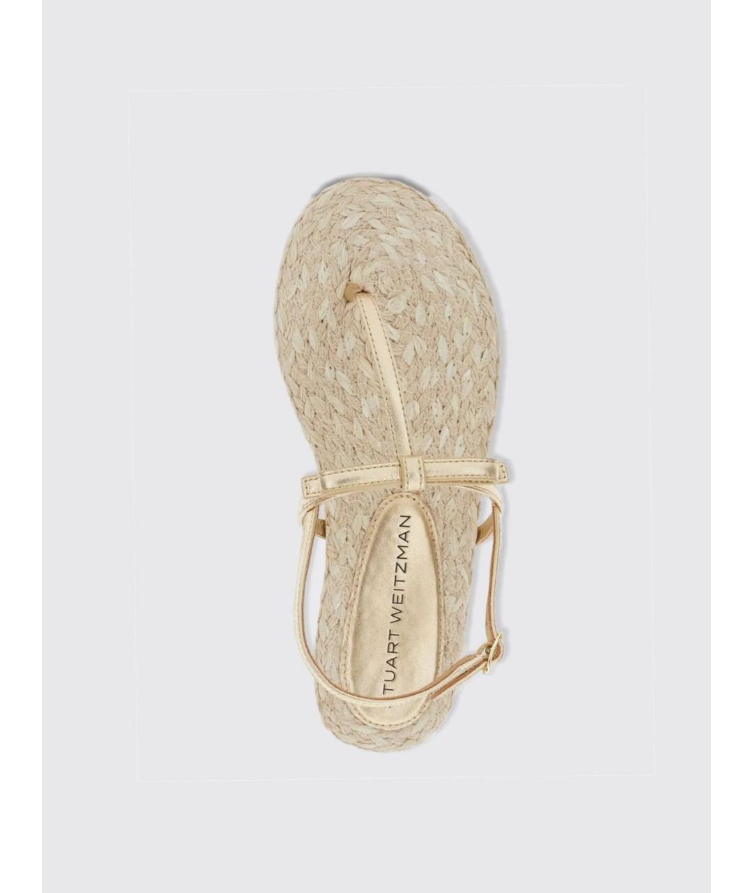 STUART WEITZMAN Золотые кожаные сандалии, фото 4