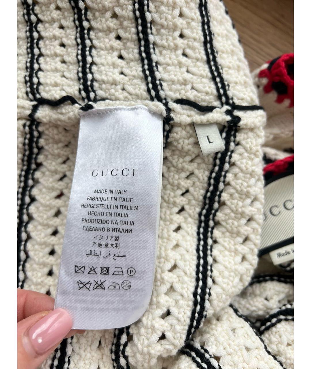 GUCCI Белый хлопковый кардиган, фото 6
