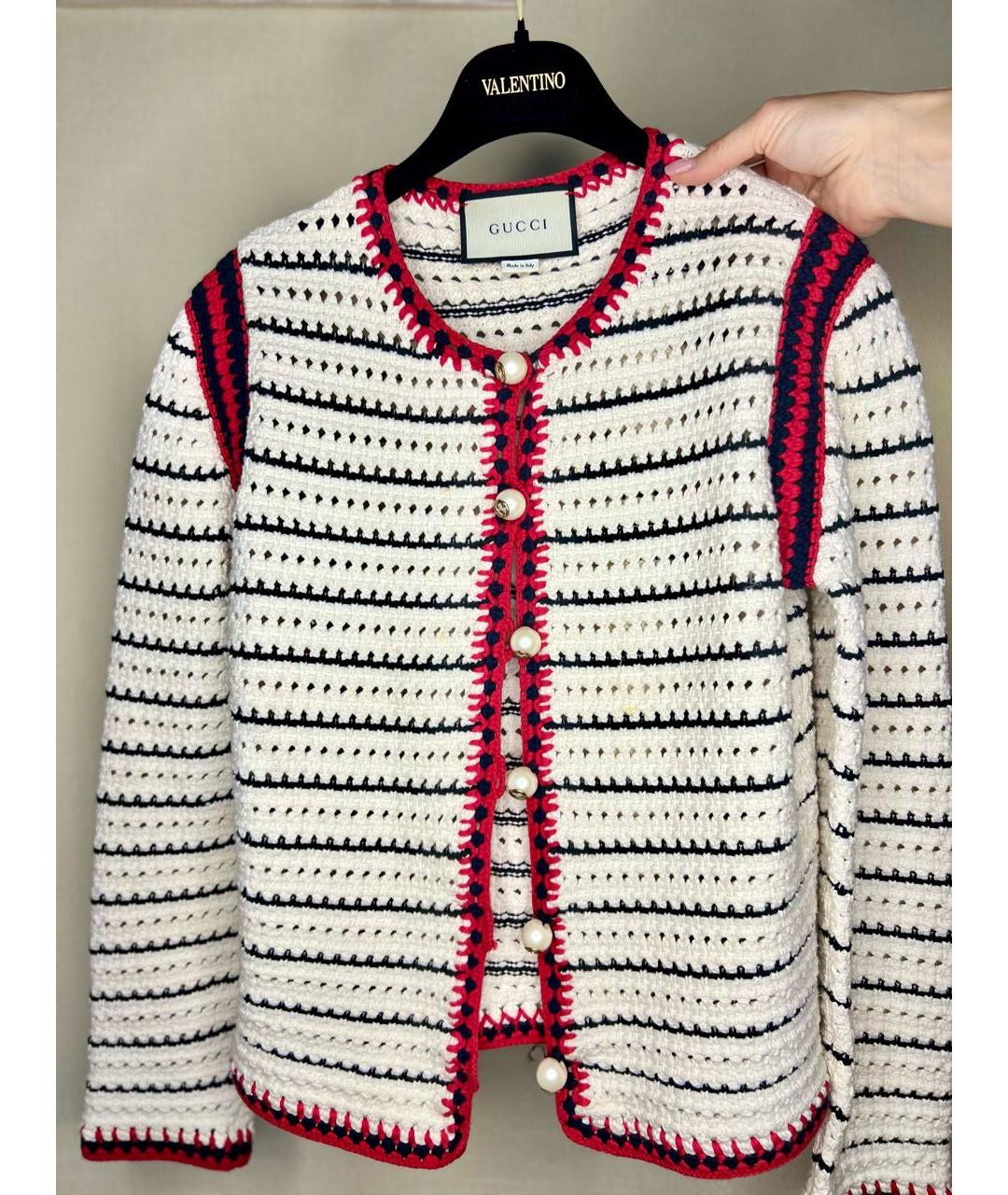 GUCCI Белый хлопковый кардиган, фото 9