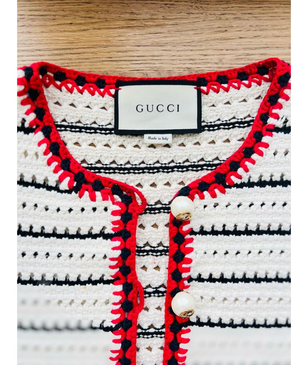 GUCCI Белый хлопковый кардиган, фото 3
