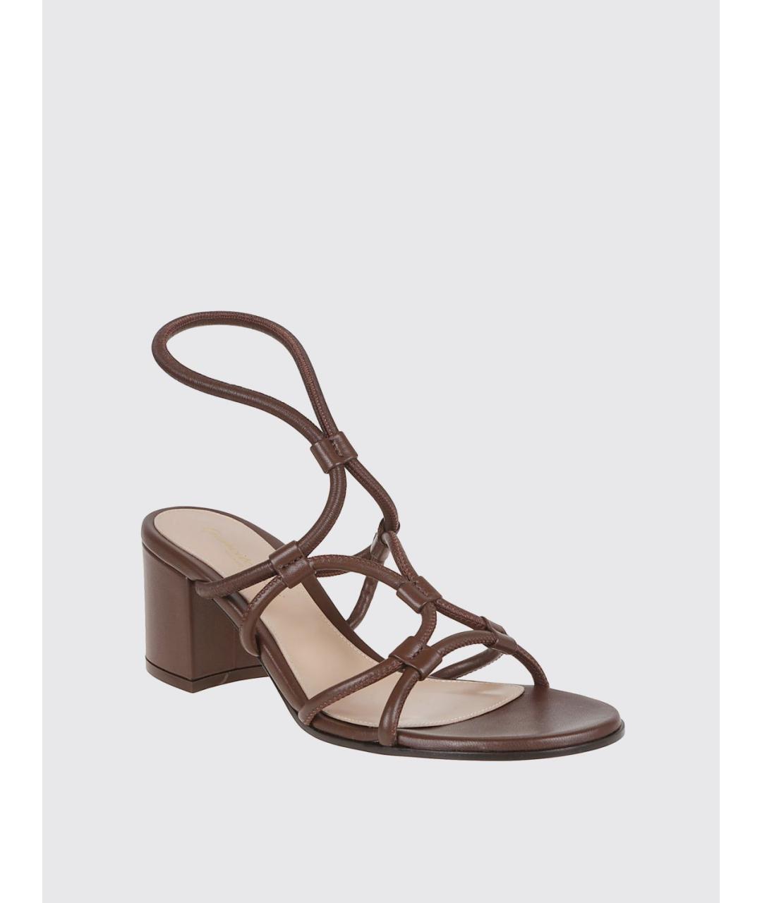 GIANVITO ROSSI Коричневые кожаные босоножки, фото 2