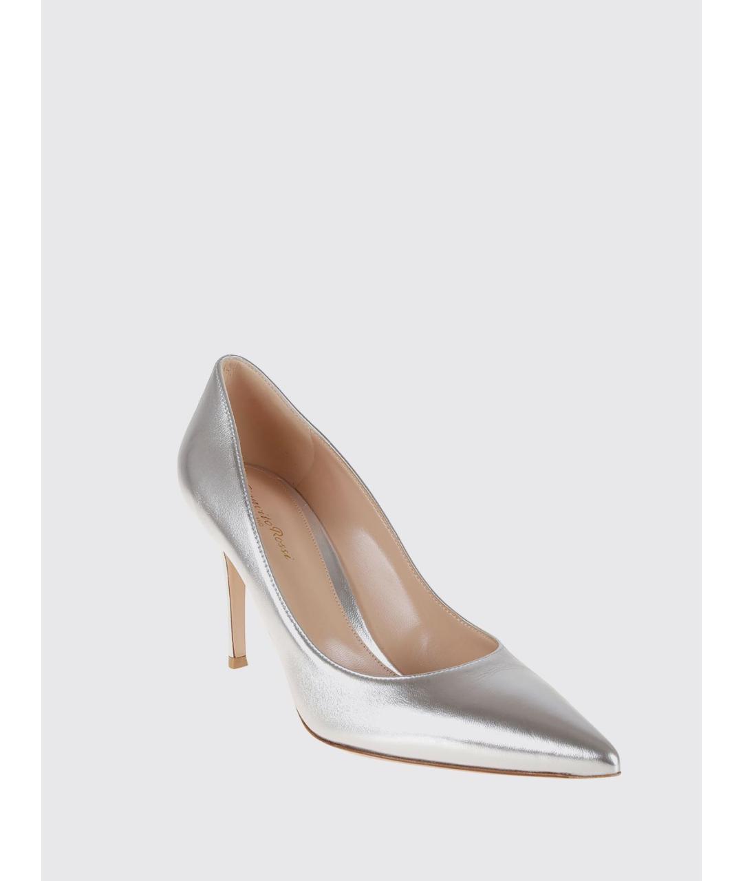 GIANVITO ROSSI Серебряные кожаные туфли, фото 2
