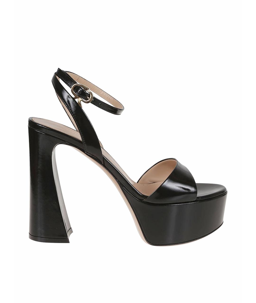 GIANVITO ROSSI Черные кожаные босоножки, фото 1