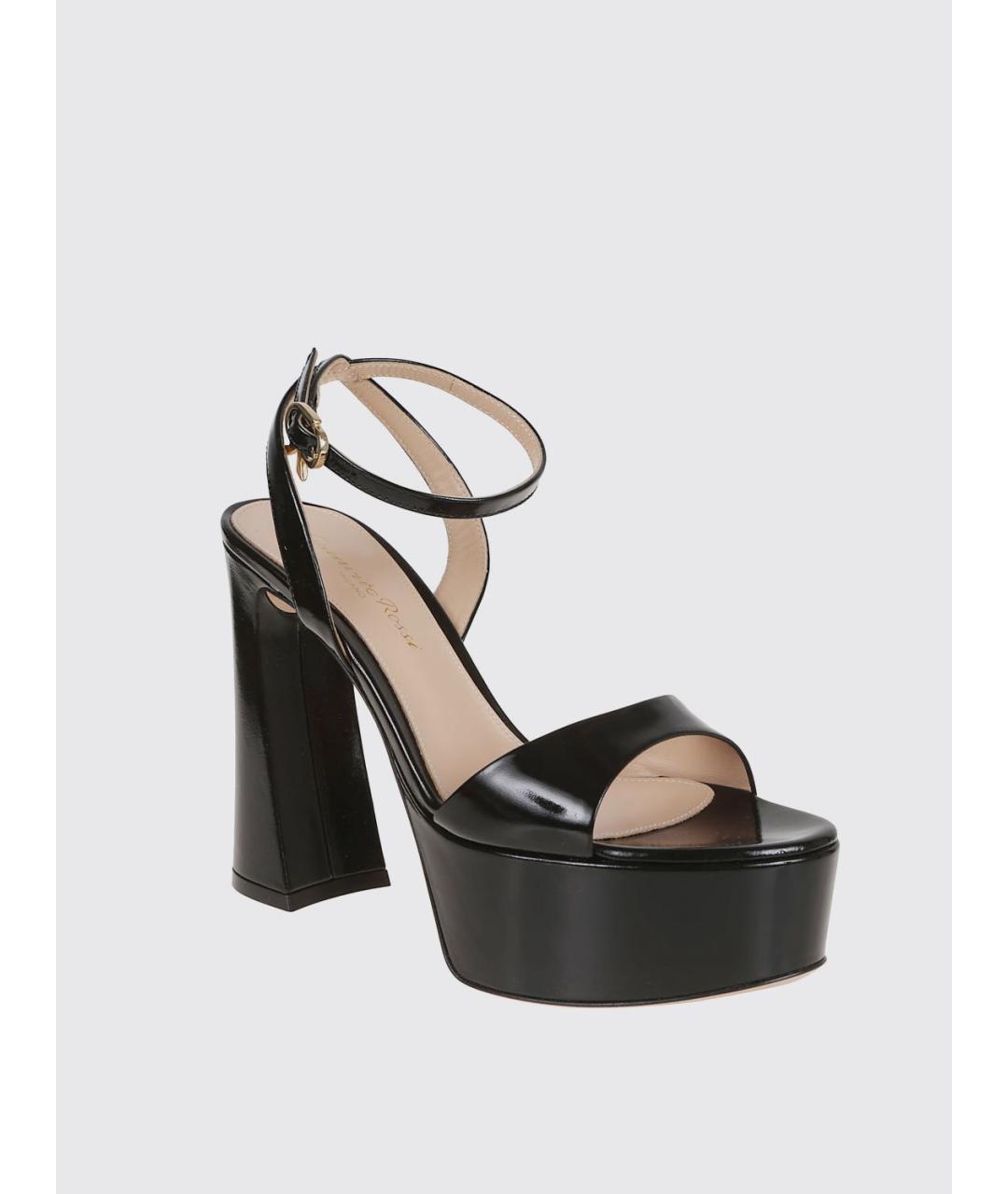 GIANVITO ROSSI Черные кожаные босоножки, фото 2