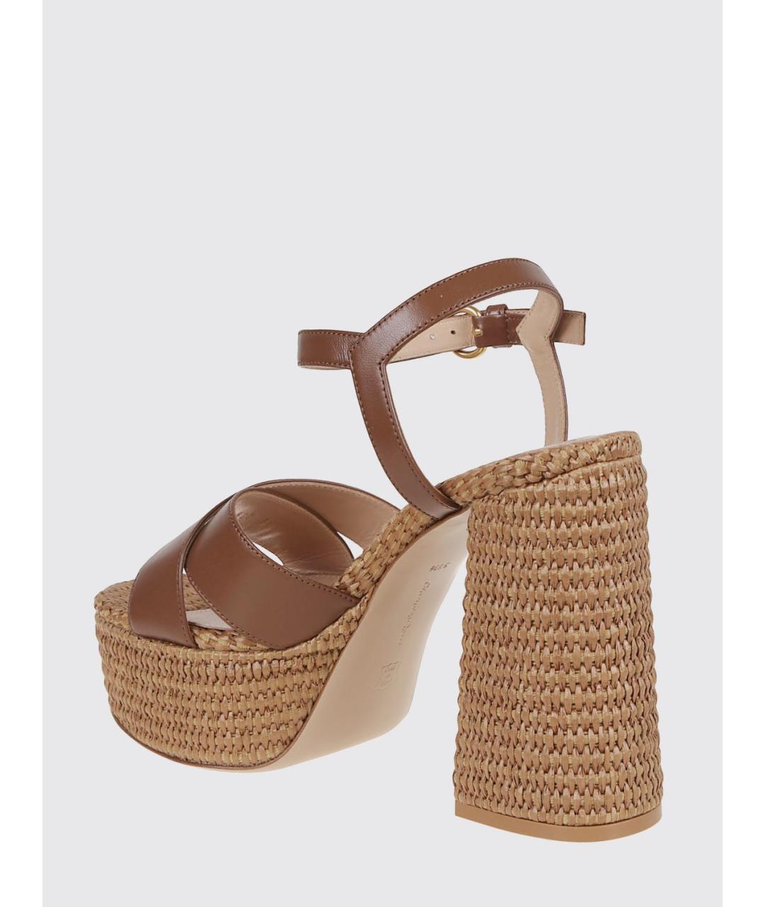 GIANVITO ROSSI Коричневые кожаные босоножки, фото 3