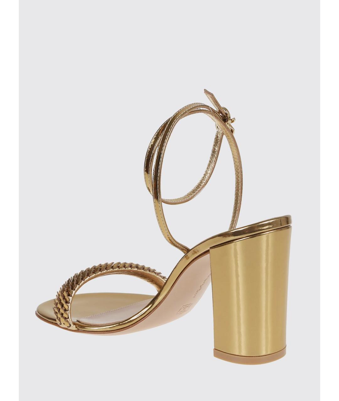 GIANVITO ROSSI Золотые кожаные босоножки, фото 3