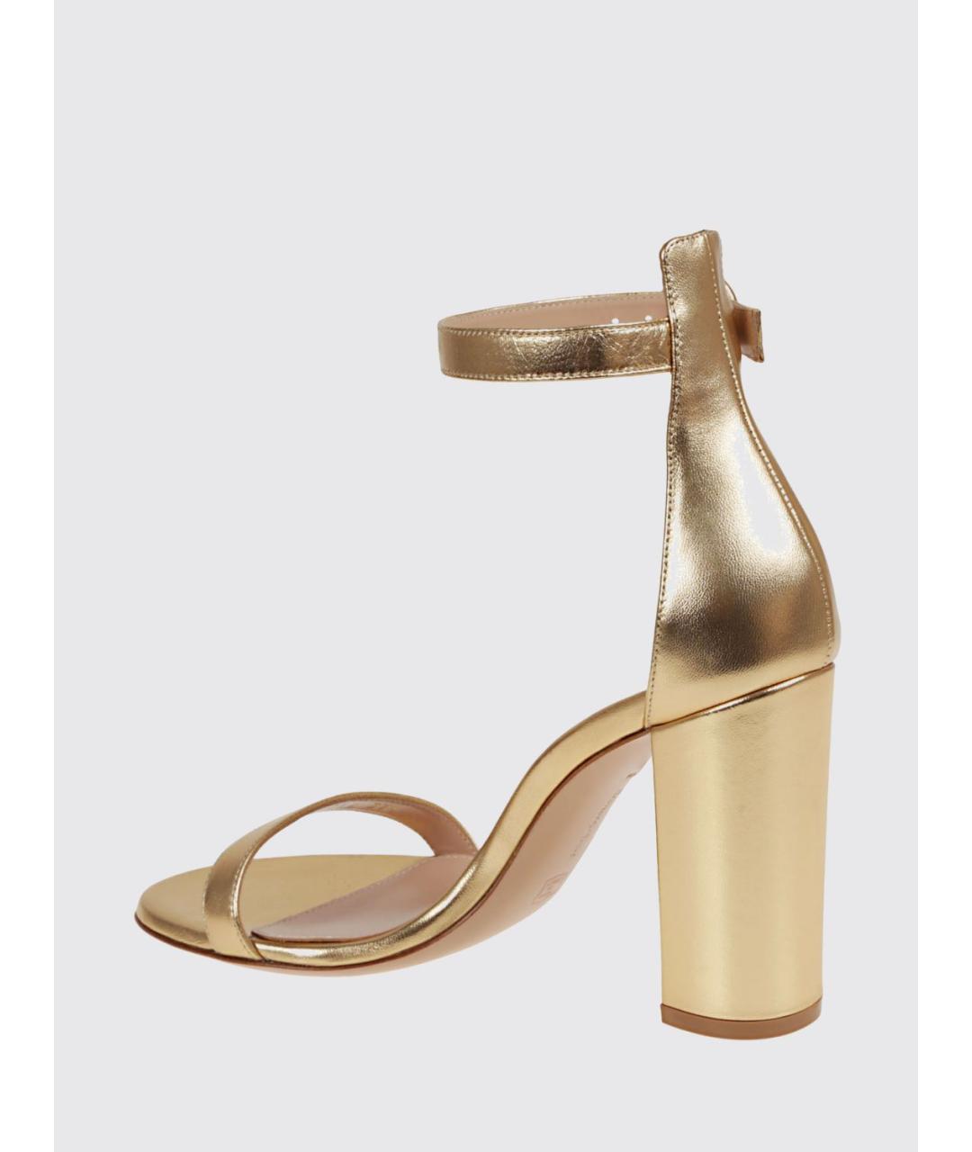 GIANVITO ROSSI Золотые кожаные босоножки, фото 3