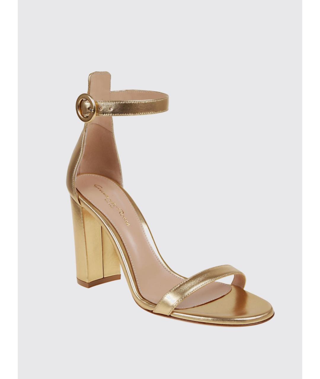 GIANVITO ROSSI Золотые кожаные босоножки, фото 2