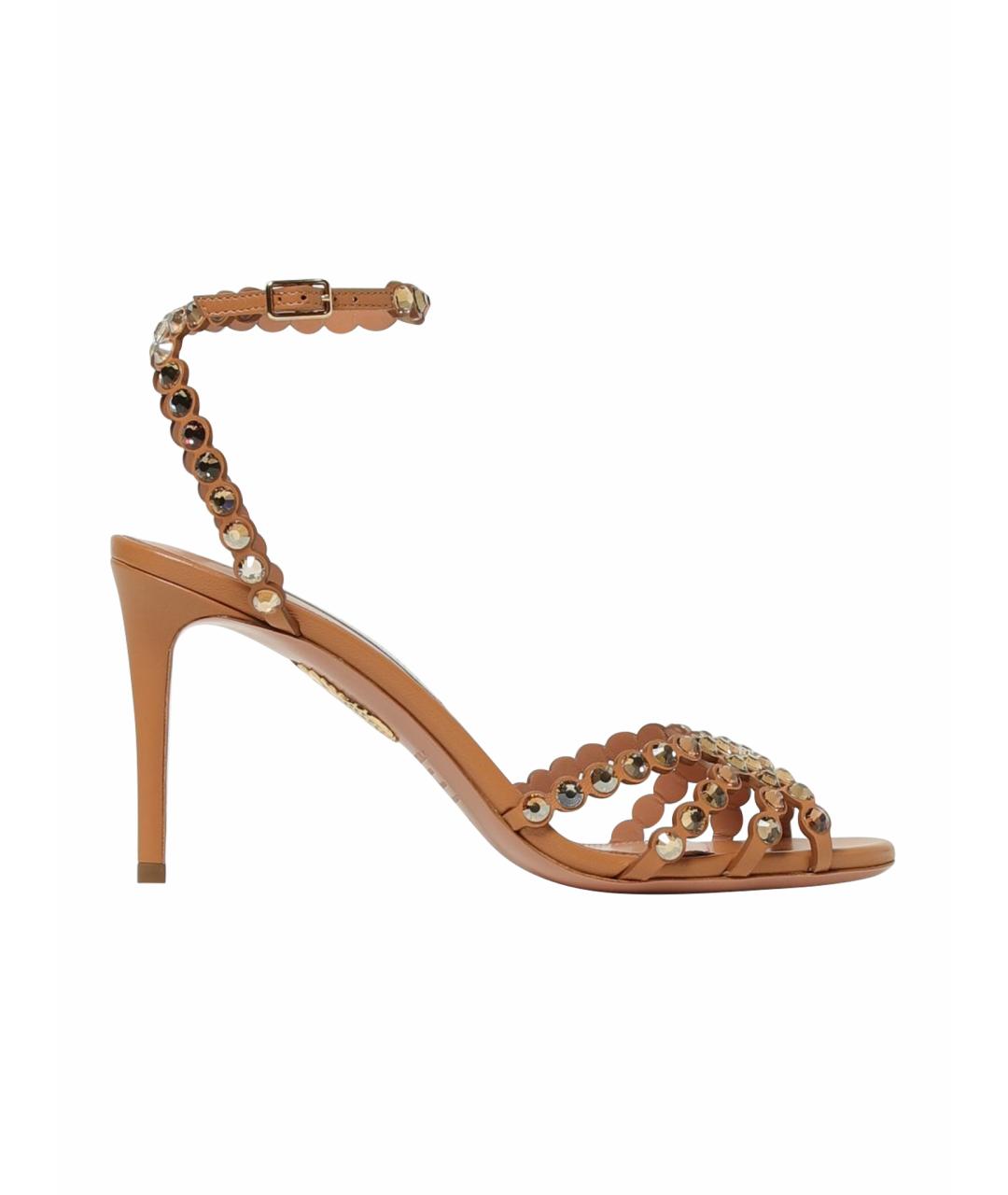 AQUAZZURA Бежевые кожаные босоножки, фото 1