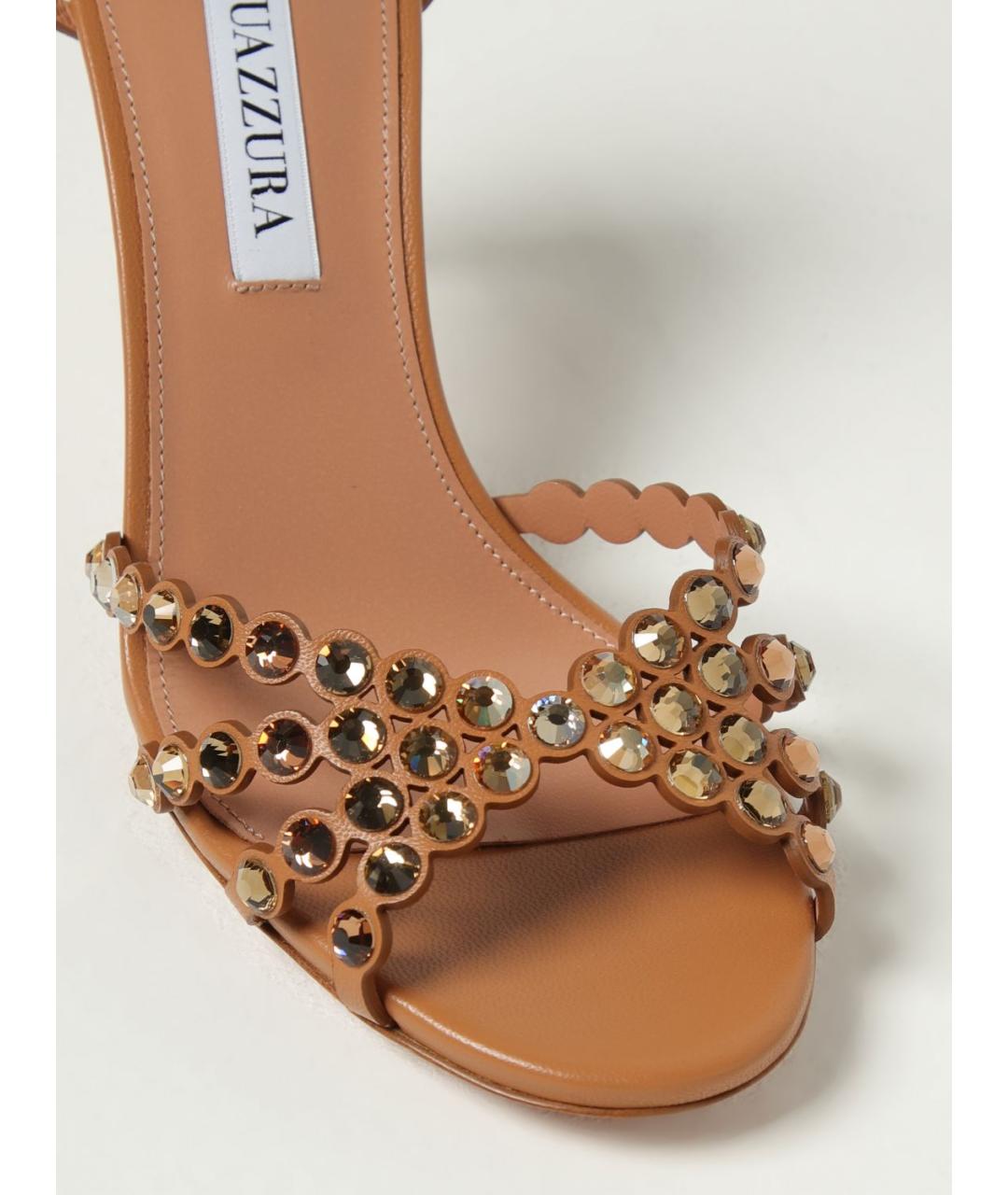 AQUAZZURA Бежевые кожаные босоножки, фото 4