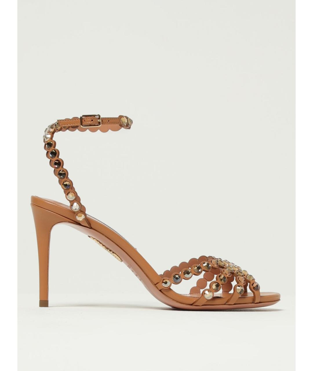 AQUAZZURA Бежевые кожаные босоножки, фото 5
