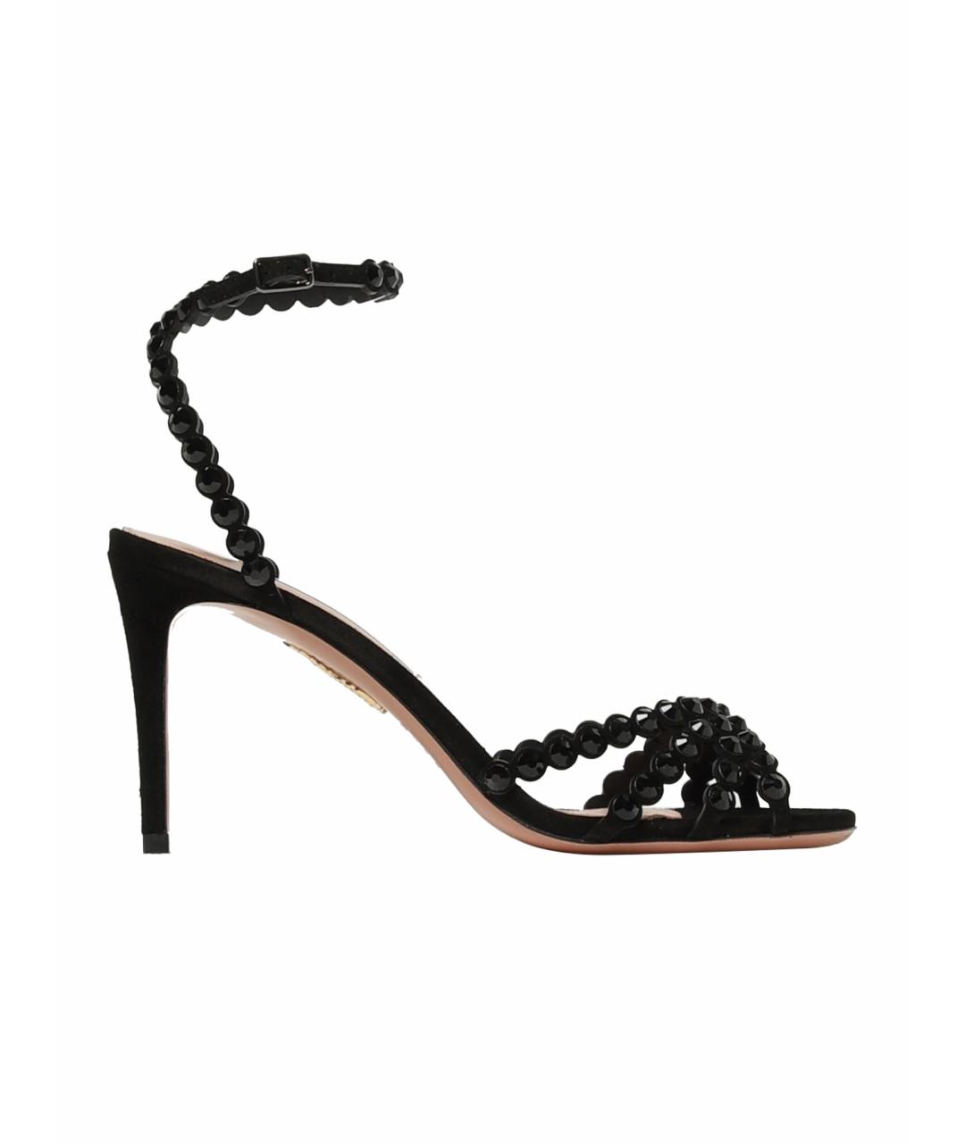 AQUAZZURA Черные замшевые босоножки, фото 1