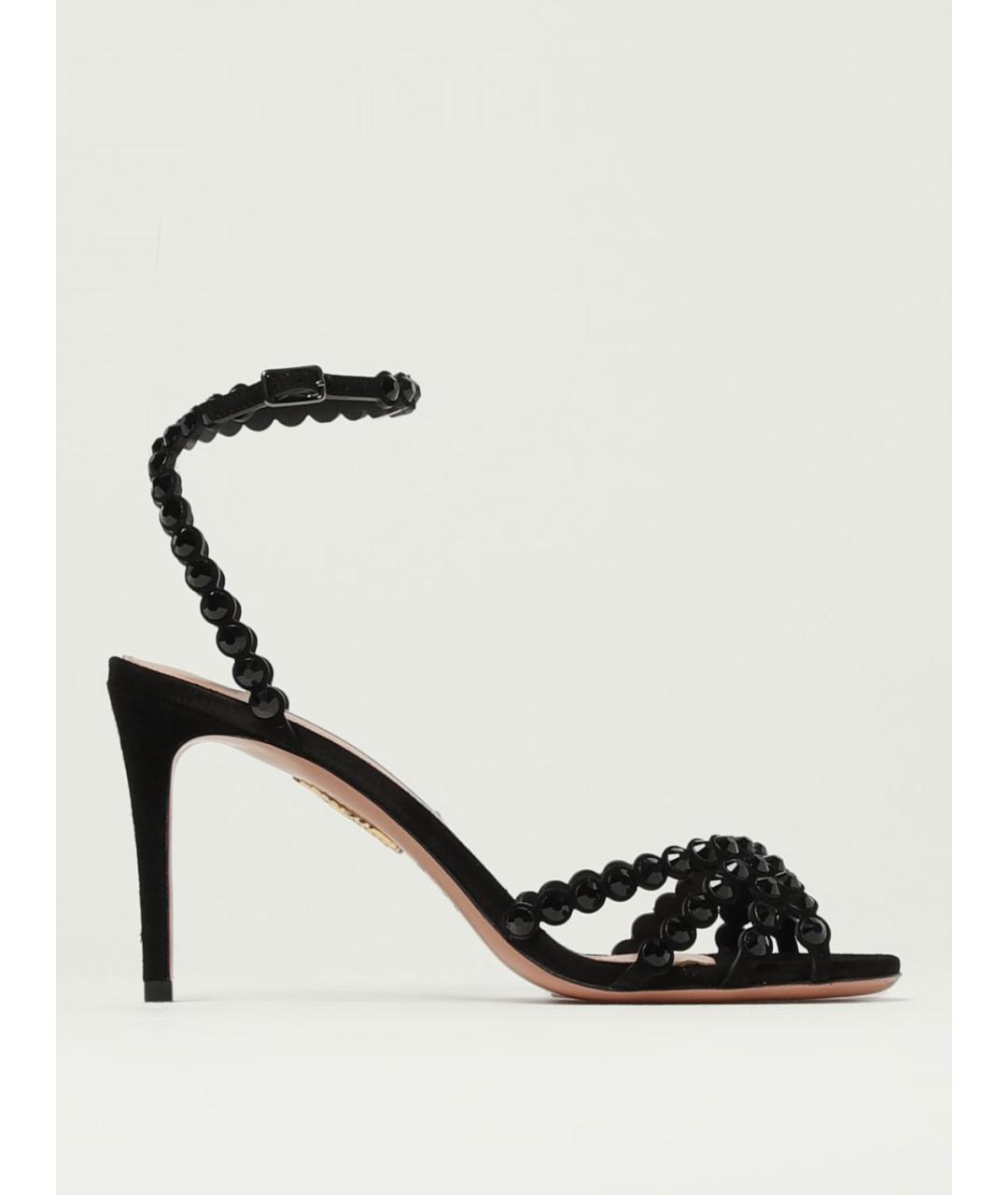 AQUAZZURA Черные замшевые босоножки, фото 5