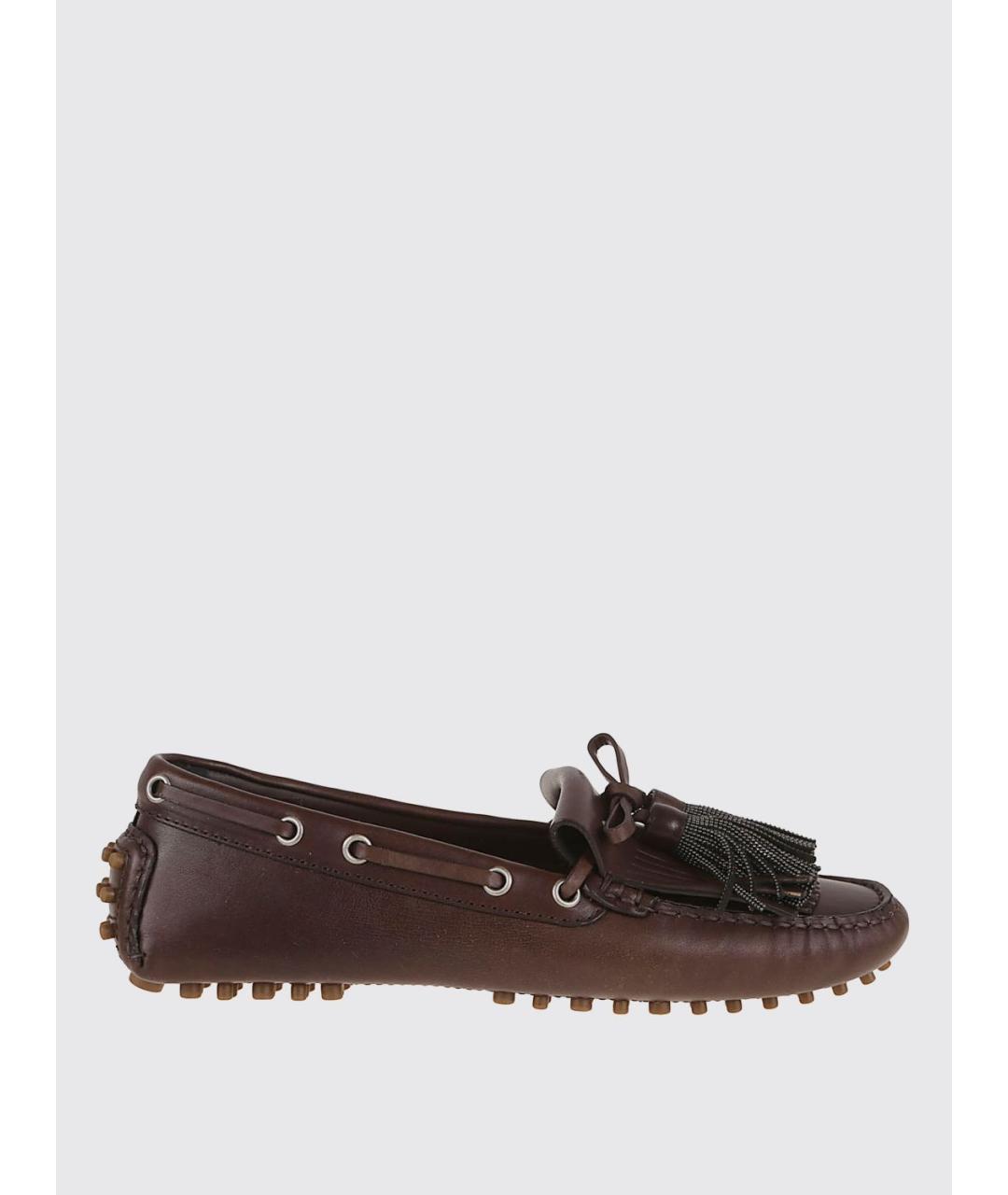 BRUNELLO CUCINELLI Коричневые кожаные мокасины, фото 4
