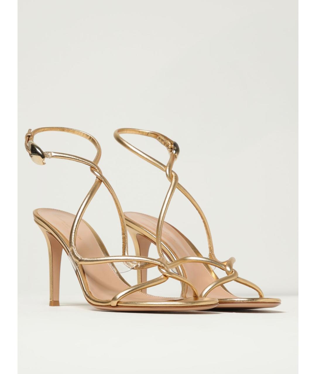 GIANVITO ROSSI Золотые кожаные босоножки, фото 2