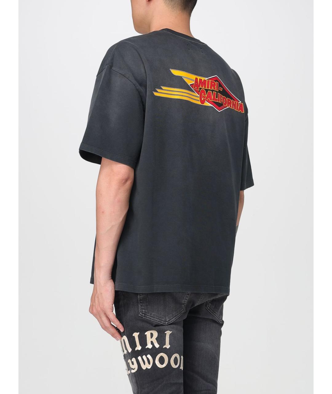 AMIRI Антрацитовая хлопковая футболка, фото 4