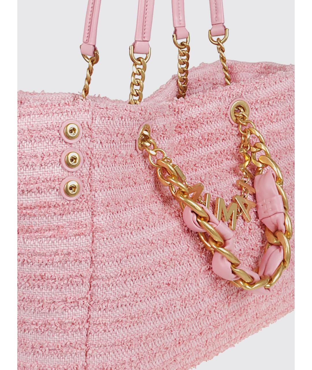 BALMAIN Розовая тканевая сумка тоут, фото 3