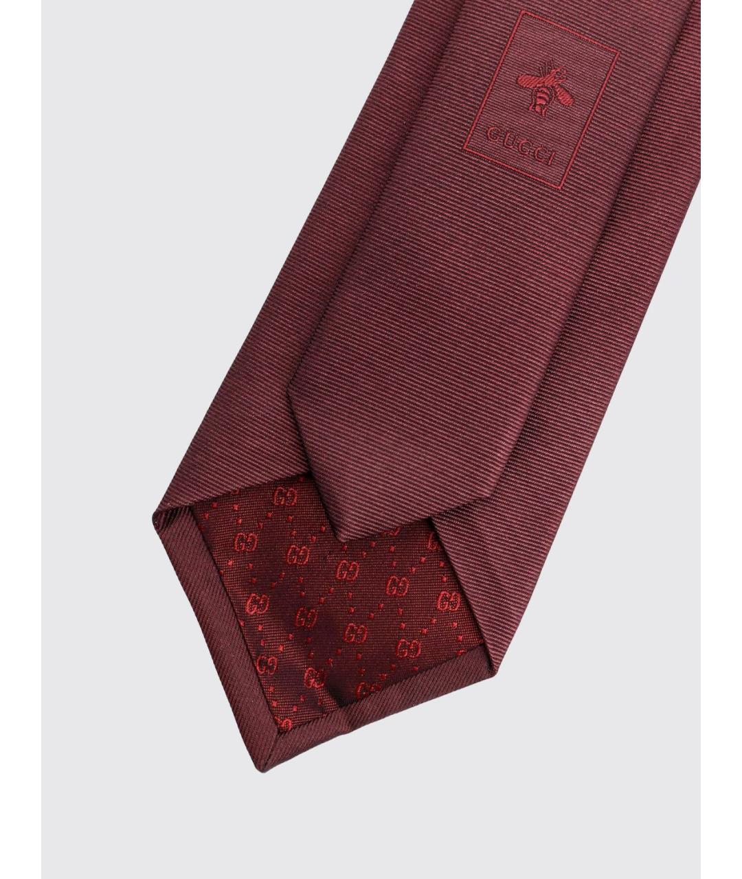 GUCCI Бордовый шелковый галстук, фото 2