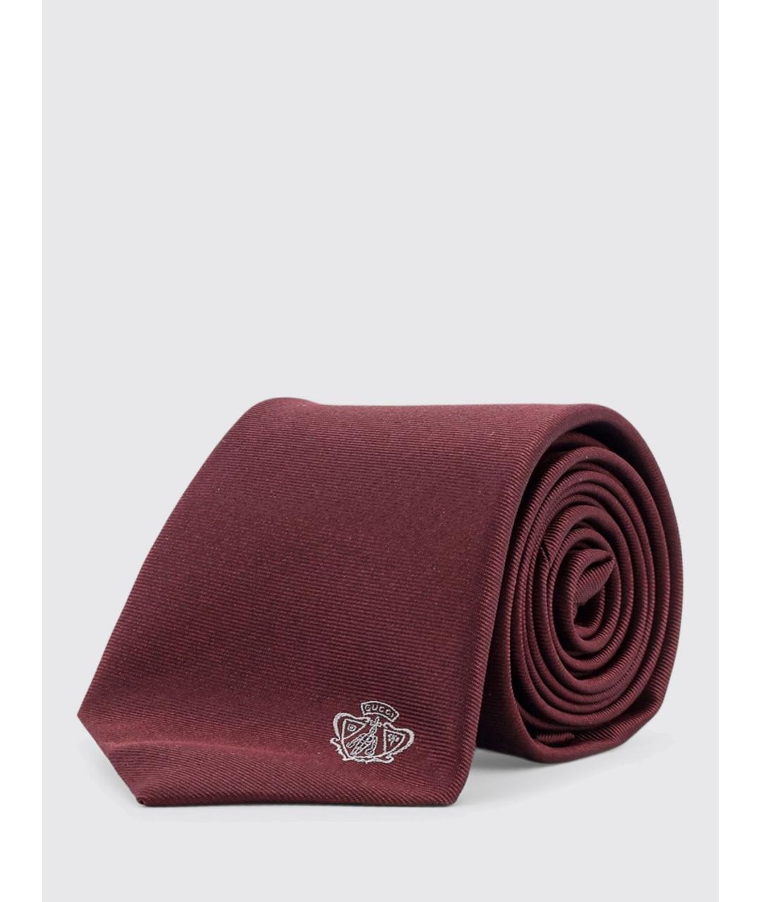 GUCCI Бордовый шелковый галстук, фото 3