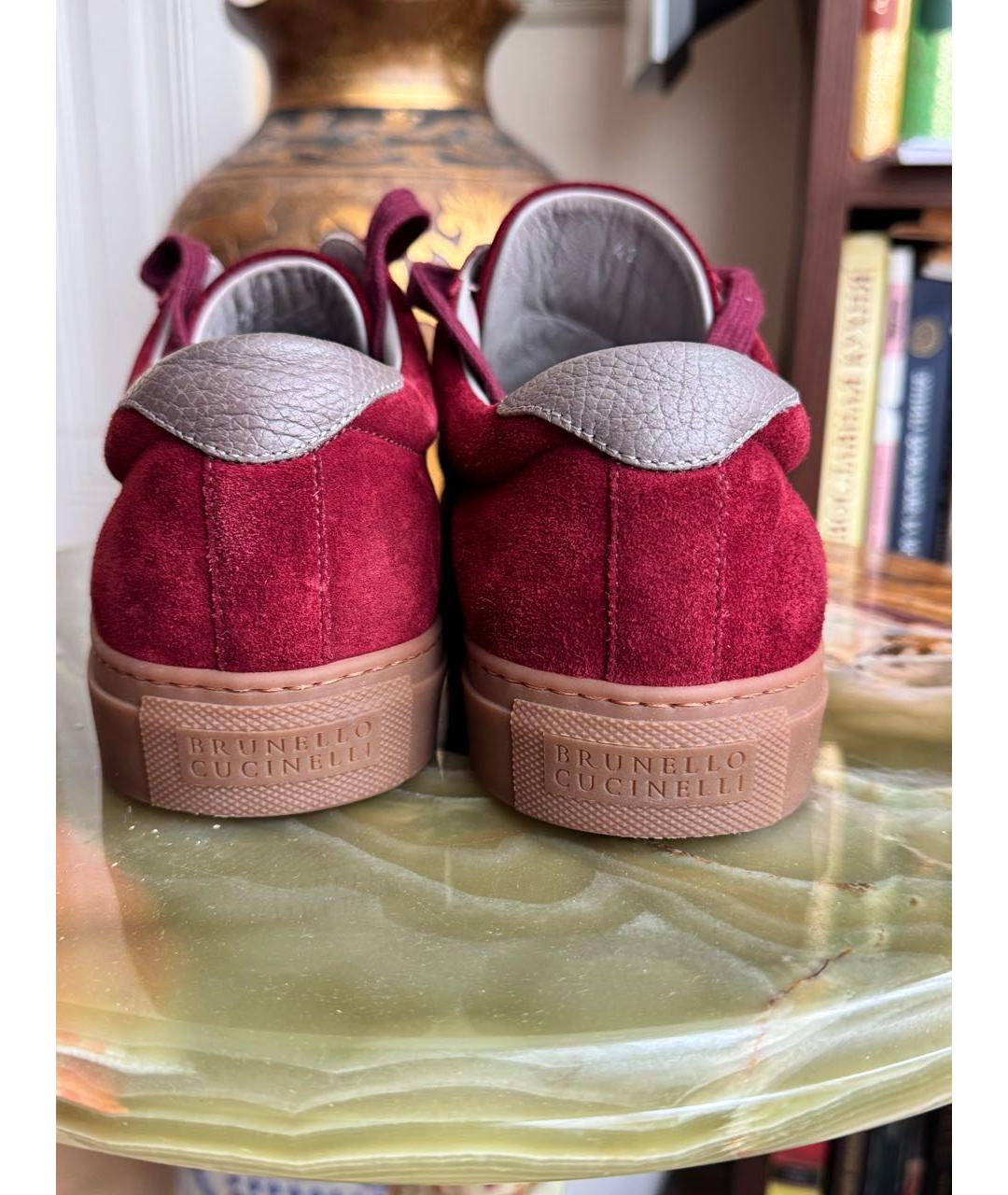 BRUNELLO CUCINELLI Бордовые низкие кроссовки / кеды, фото 6