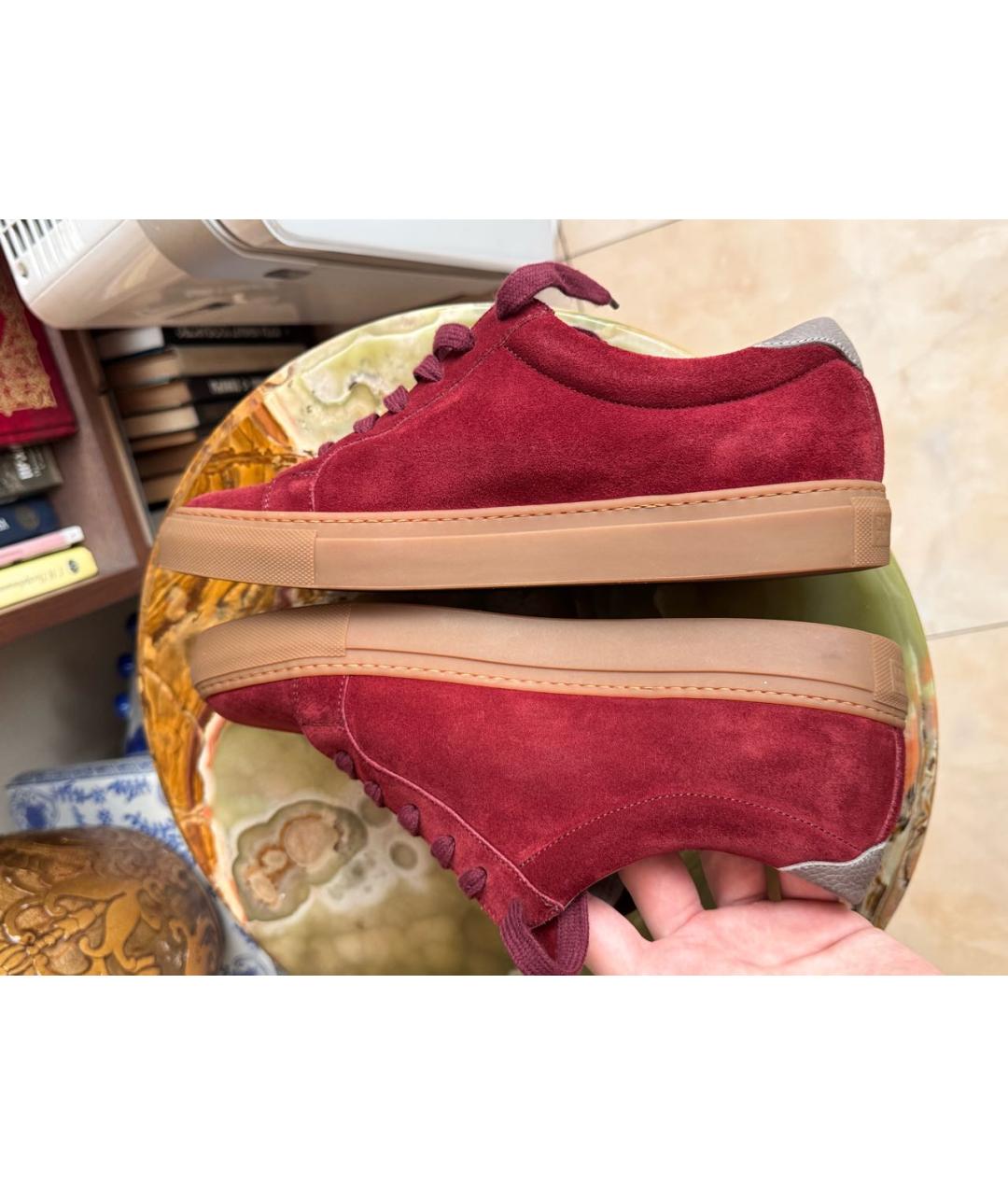 BRUNELLO CUCINELLI Бордовые низкие кроссовки / кеды, фото 8