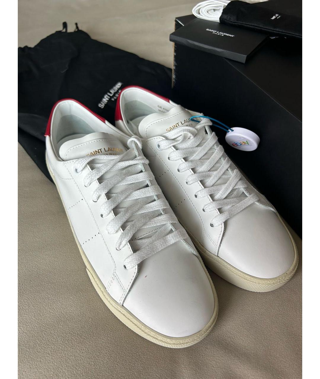 SAINT LAURENT Белые кожаные кеды, фото 2