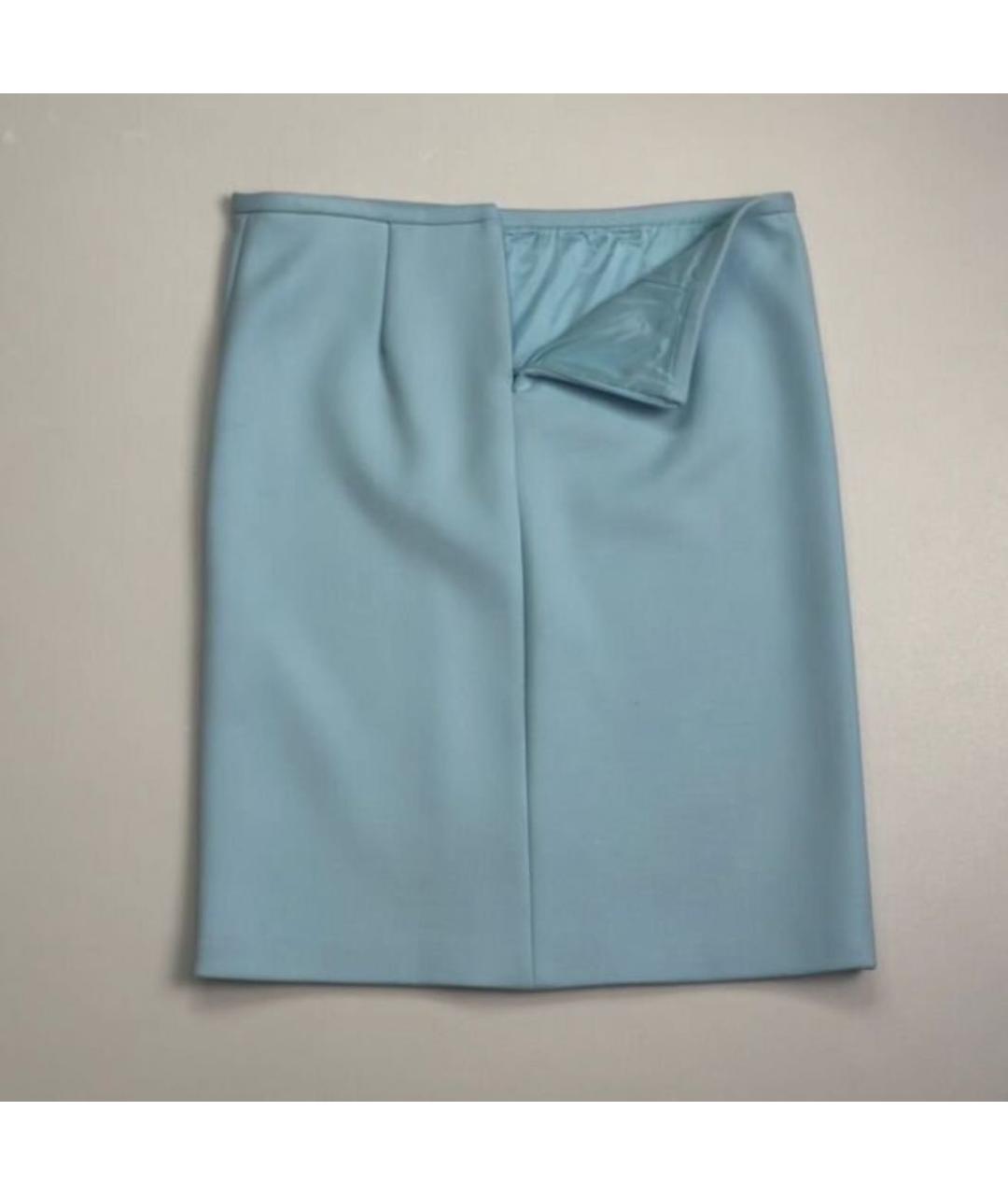 SPORTMAX Голубая вискозная юбка мини, фото 2