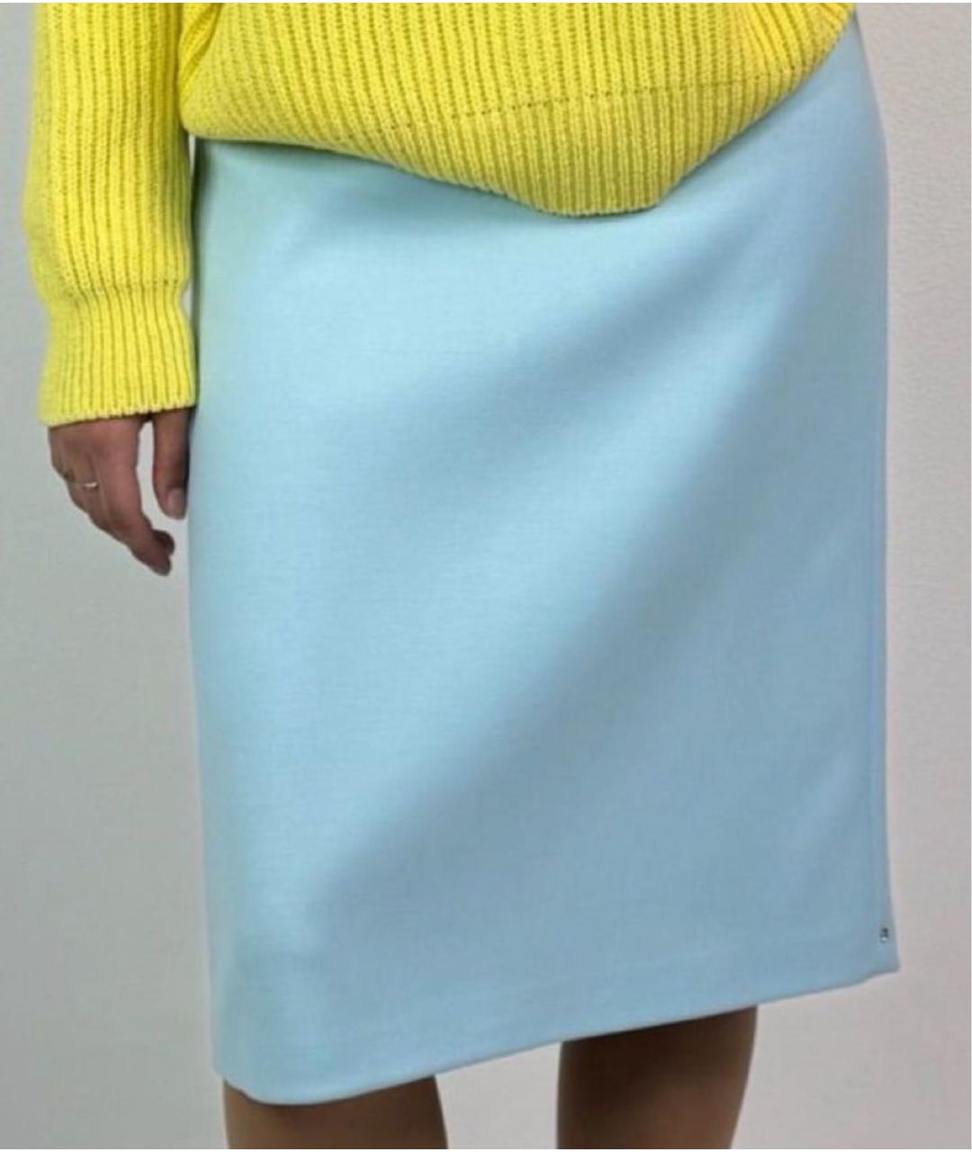 SPORTMAX Голубая вискозная юбка мини, фото 7