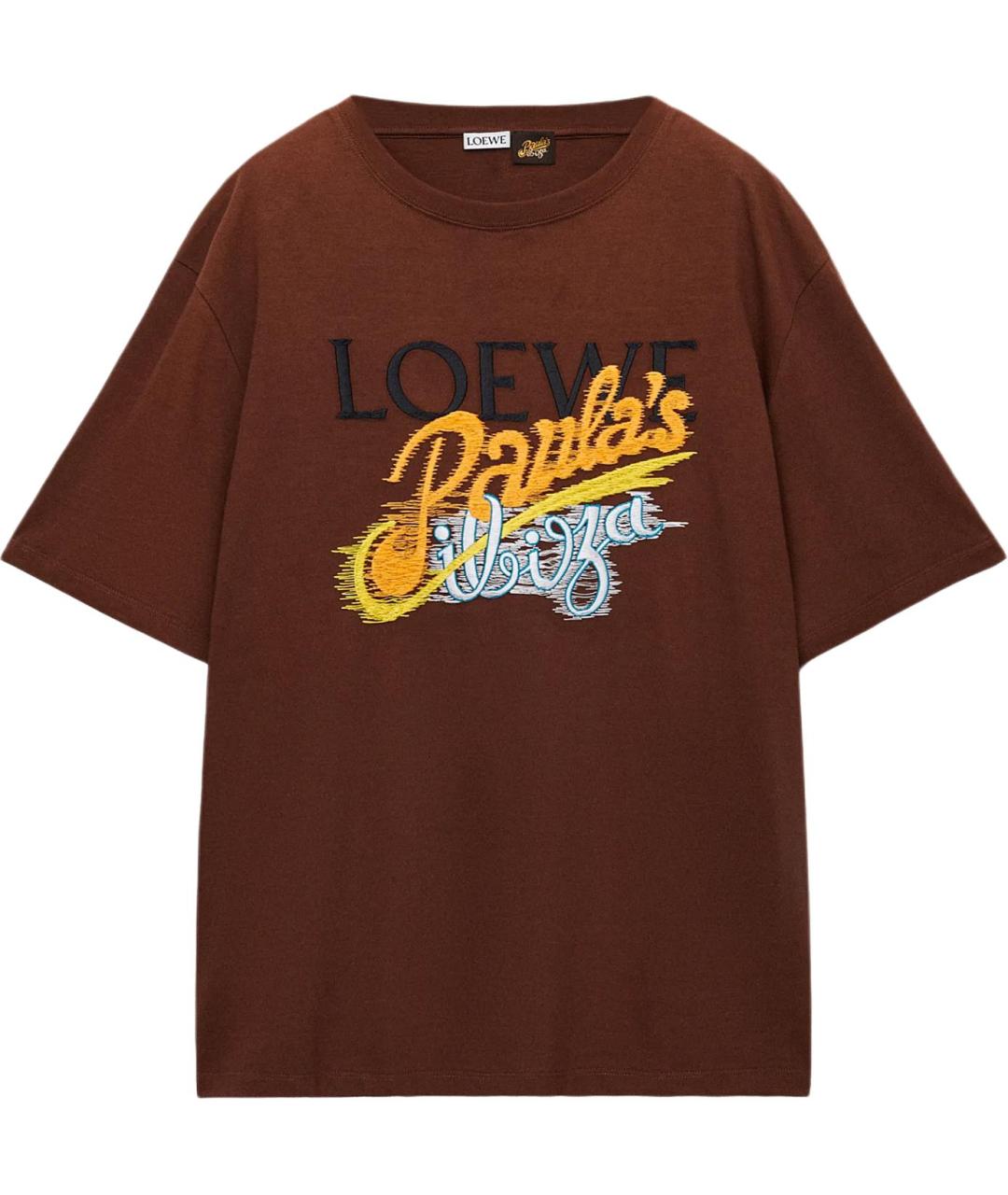 LOEWE Коричневая хлопковая футболка, фото 1