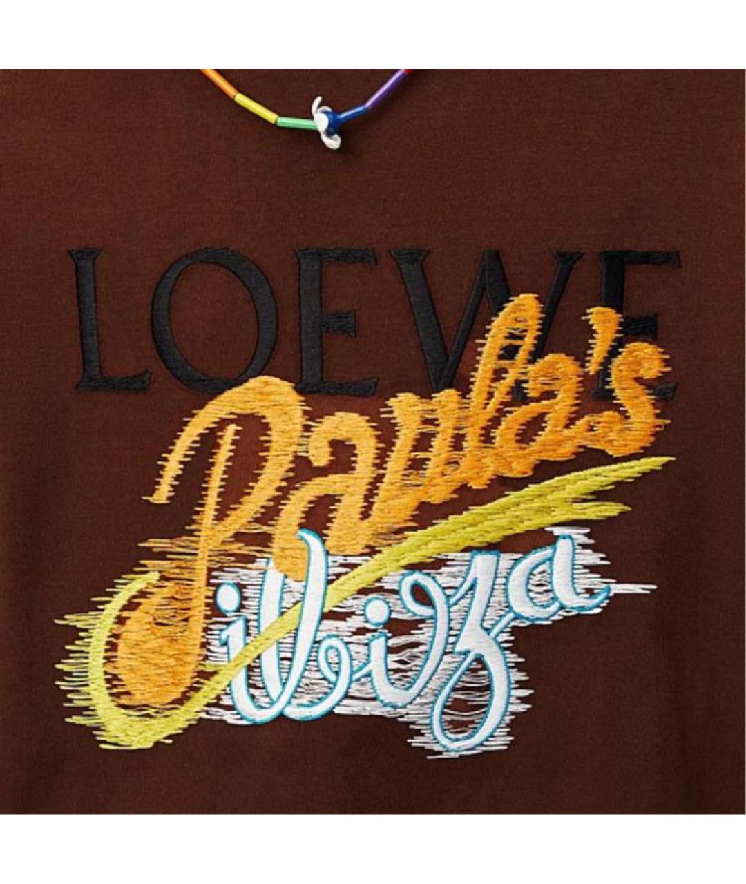 LOEWE Коричневая хлопковая футболка, фото 2