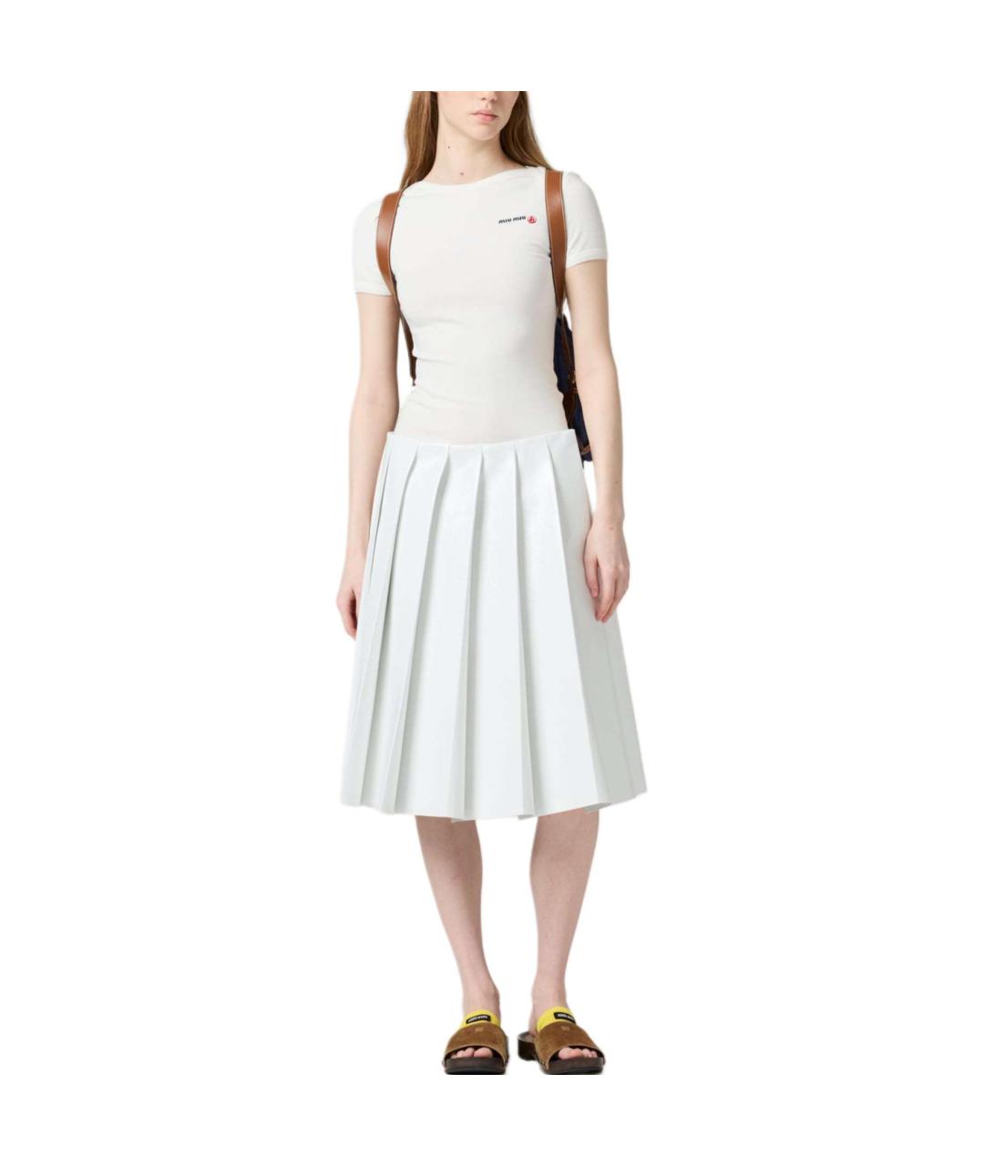 MIU MIU Белая хлопковая футболка, фото 2