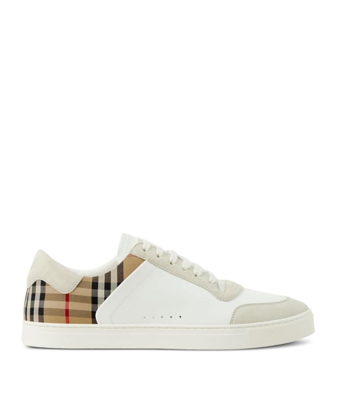 BURBERRY Бежевые кожаные низкие кроссовки / кеды, фото 1