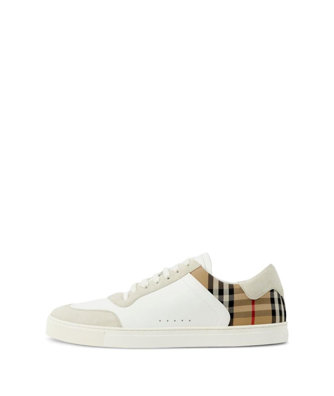 BURBERRY Бежевые кожаные низкие кроссовки / кеды, фото 5
